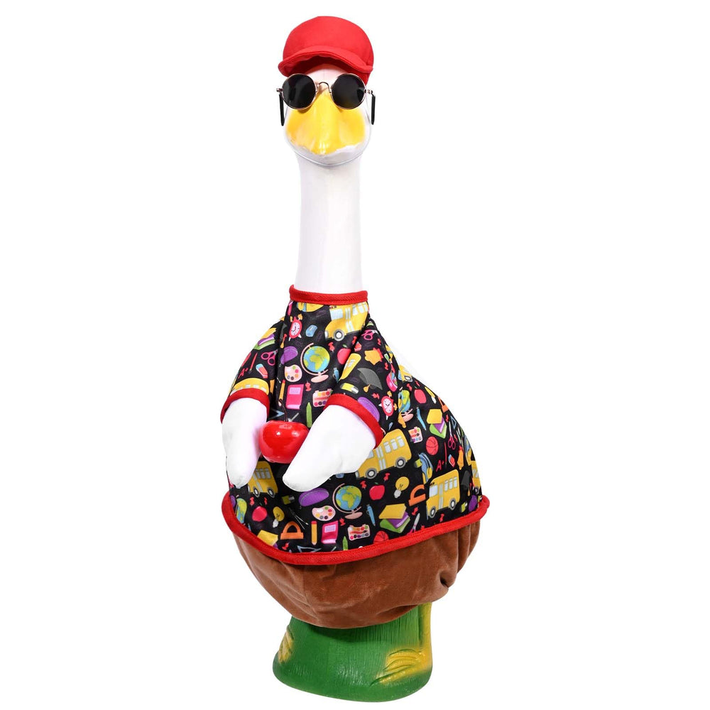 GANSHAYA Back to School Goose Outfit with red hat and sunglasses