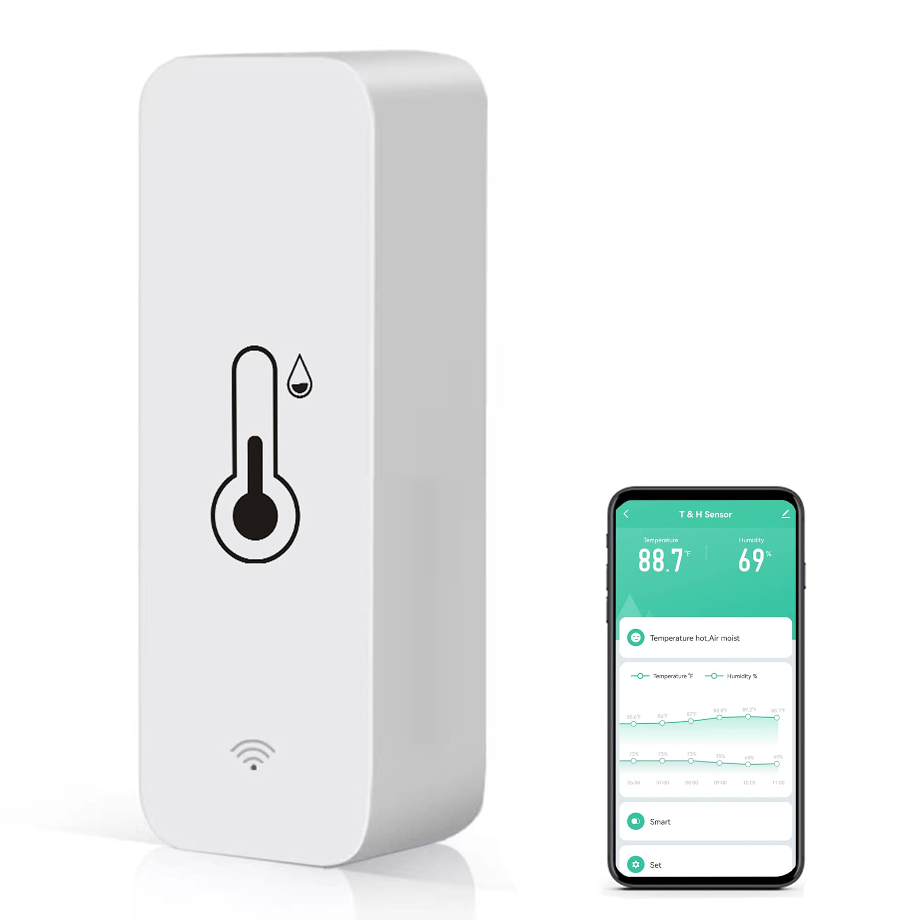 Gaoducash WiFi Temperature Humidity Sensor front view