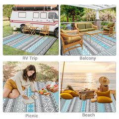 GAOMON Outdoor Rug 9x12 ft laid out on a patio
