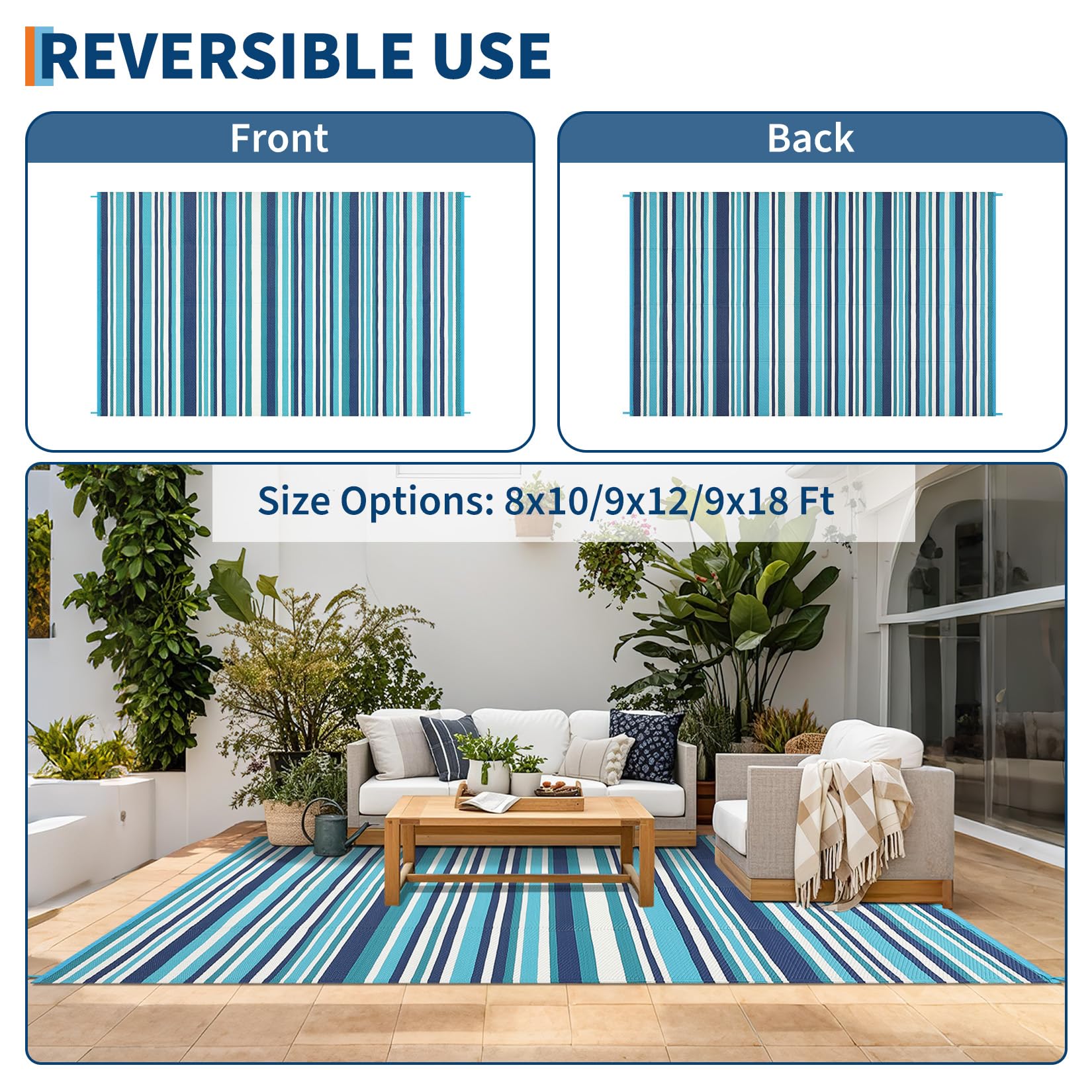 GAOMON outdoor rug with geometric stripes