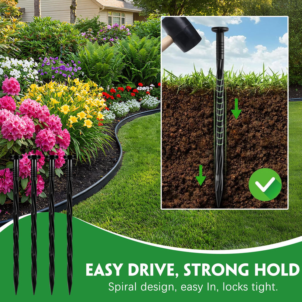 Garaook 100 pack of black landscape edging stakes