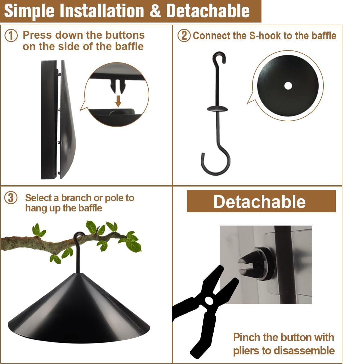 Garbuildman Squirrel Baffle displayed with bird feeder underneath