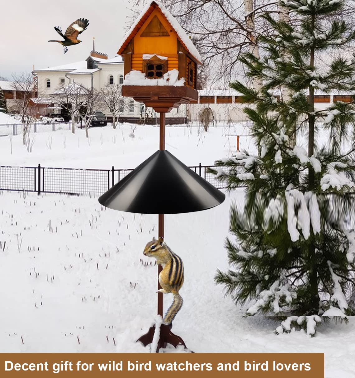 Garbuildman Squirrel Baffle mounted on shepherd's hook
