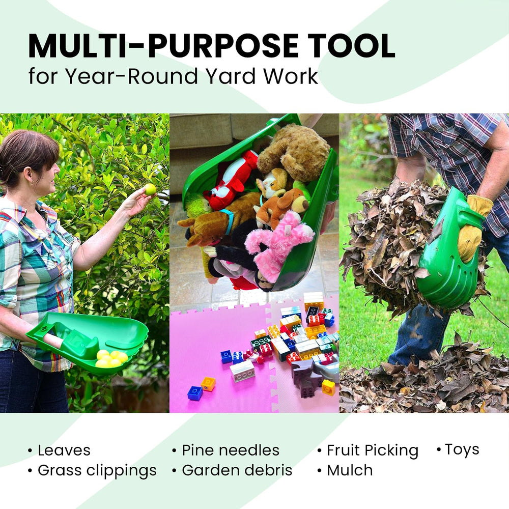 GARDEASE Leaf Scoops with various garden debris collected