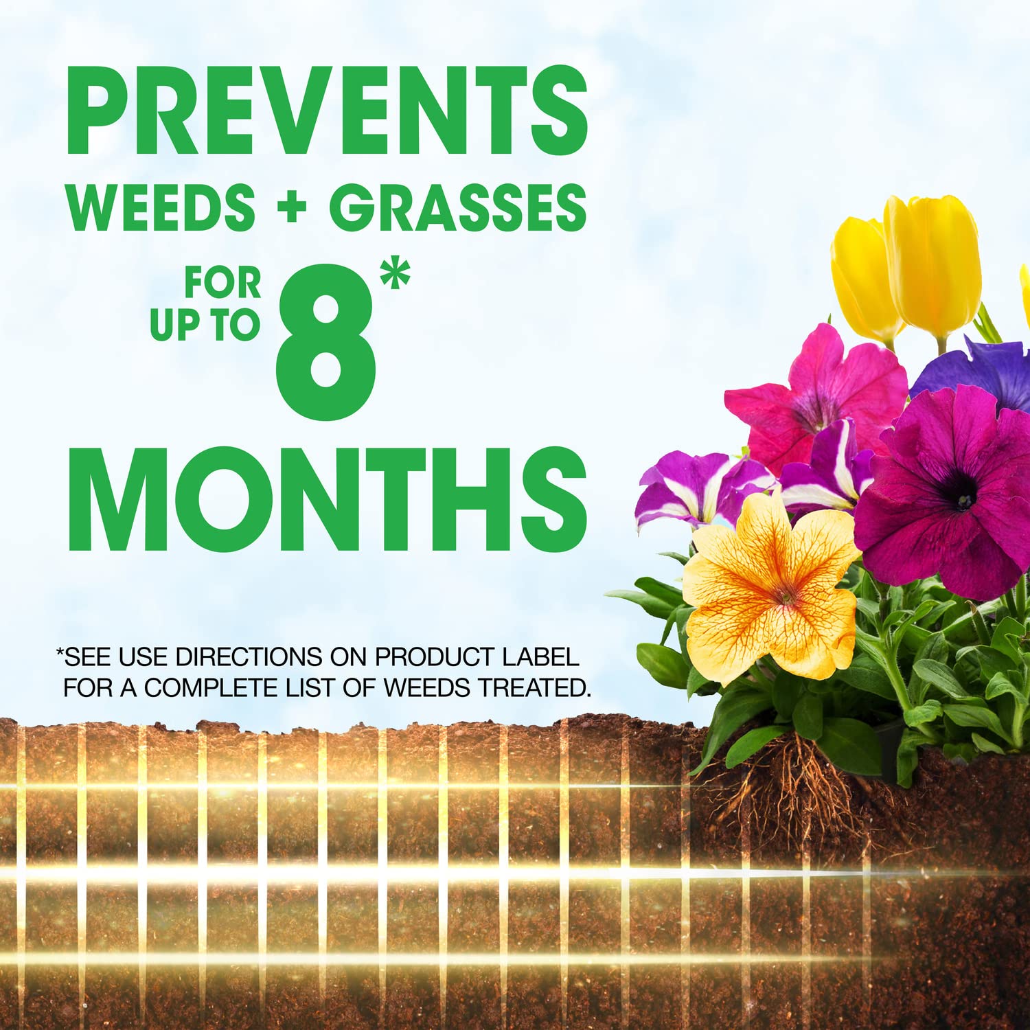 Garden area managed with Roundup Weed Barrier Granules