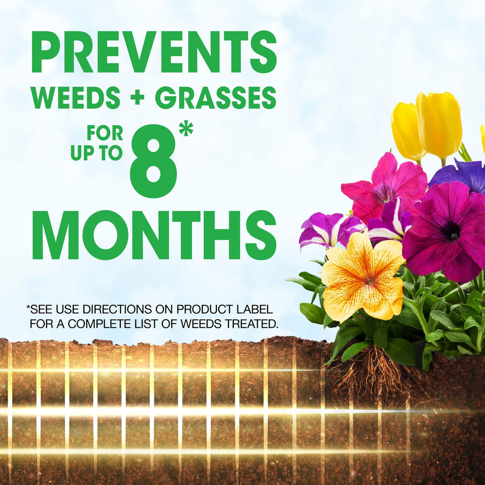 Garden area managed with Roundup Weed Barrier Granules