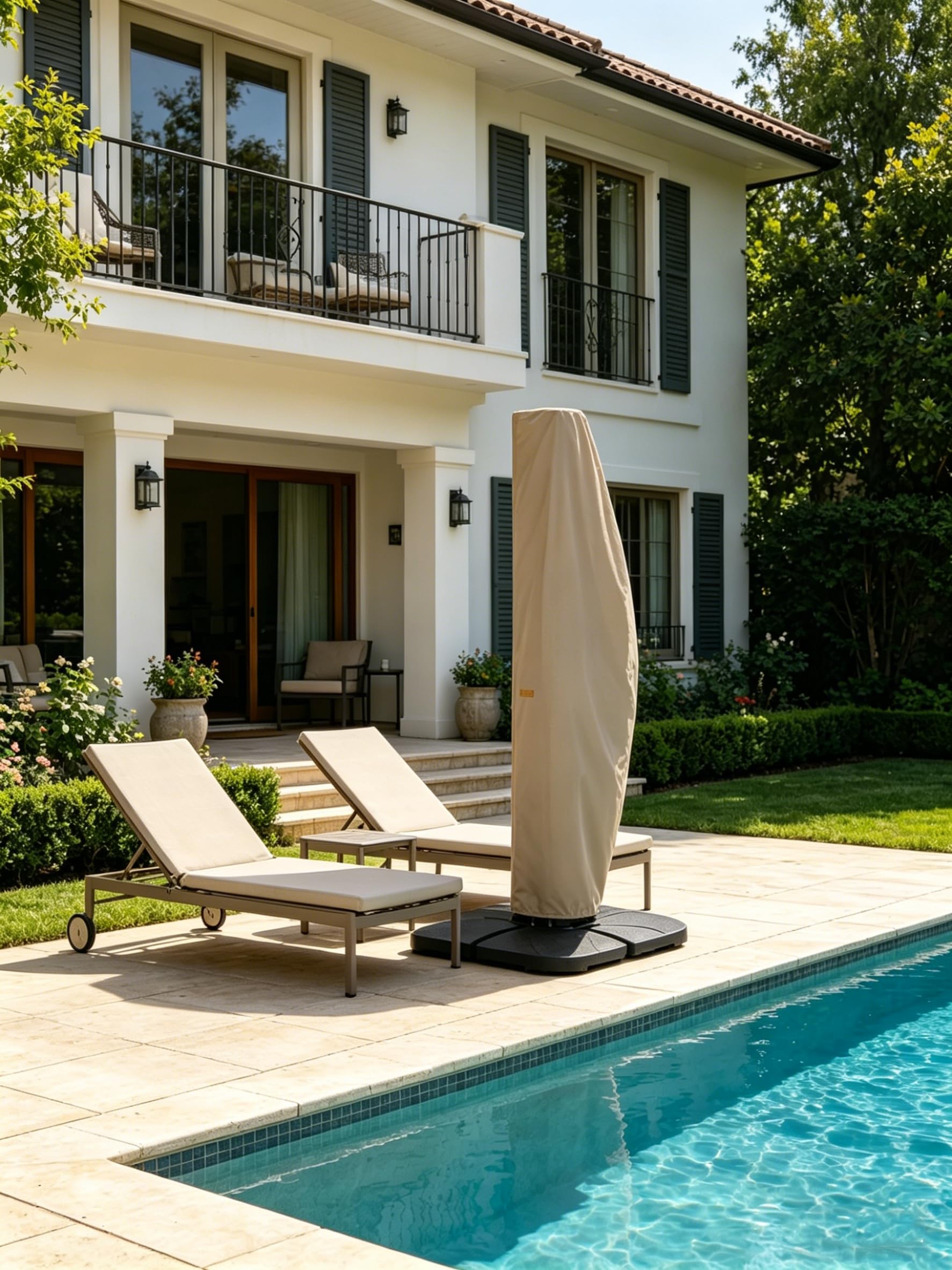 Garden Balsam Patio Umbrella Cover details of fabric and stitching