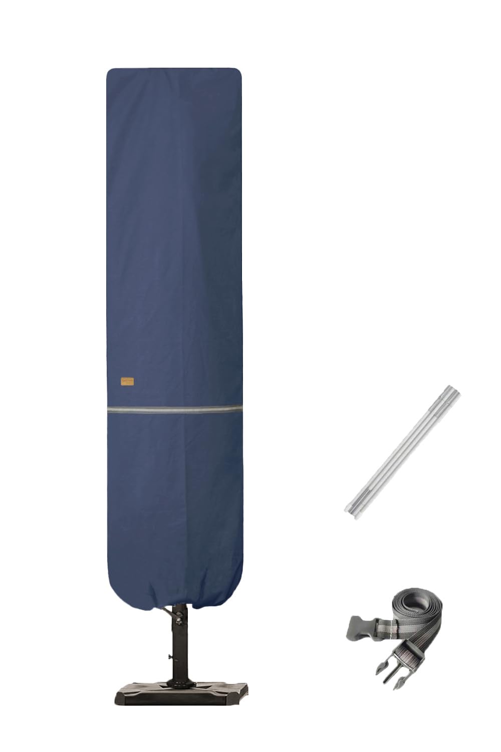 Garden Balsam patio umbrella cover front view in dark blue
