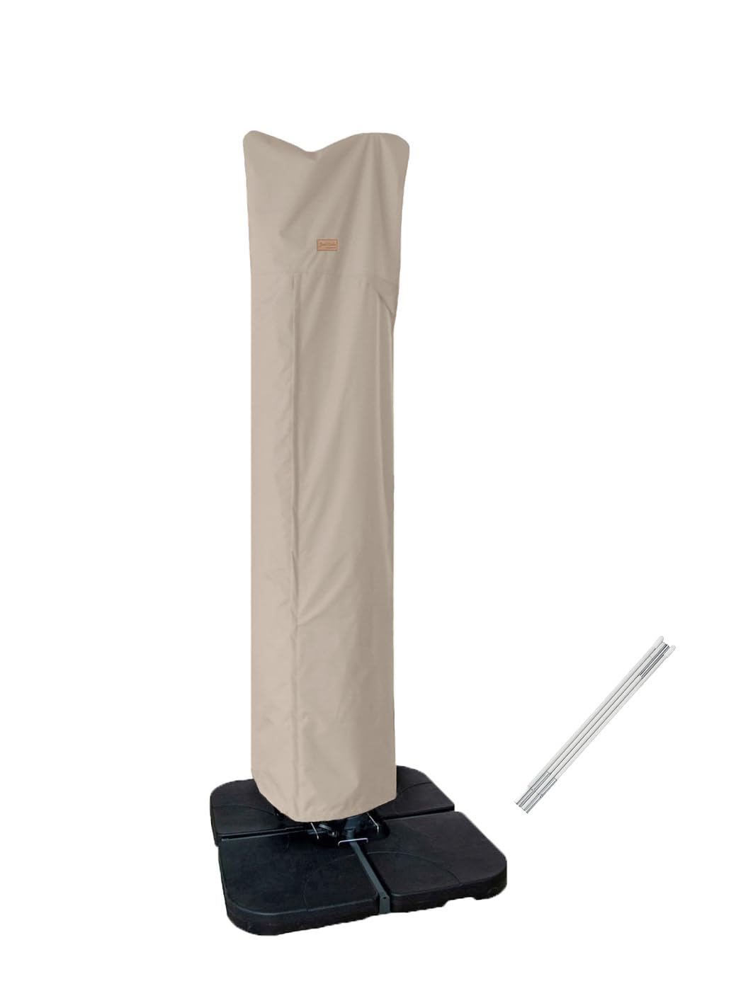 Garden Balsam Patio Umbrella Cover in beige, front view