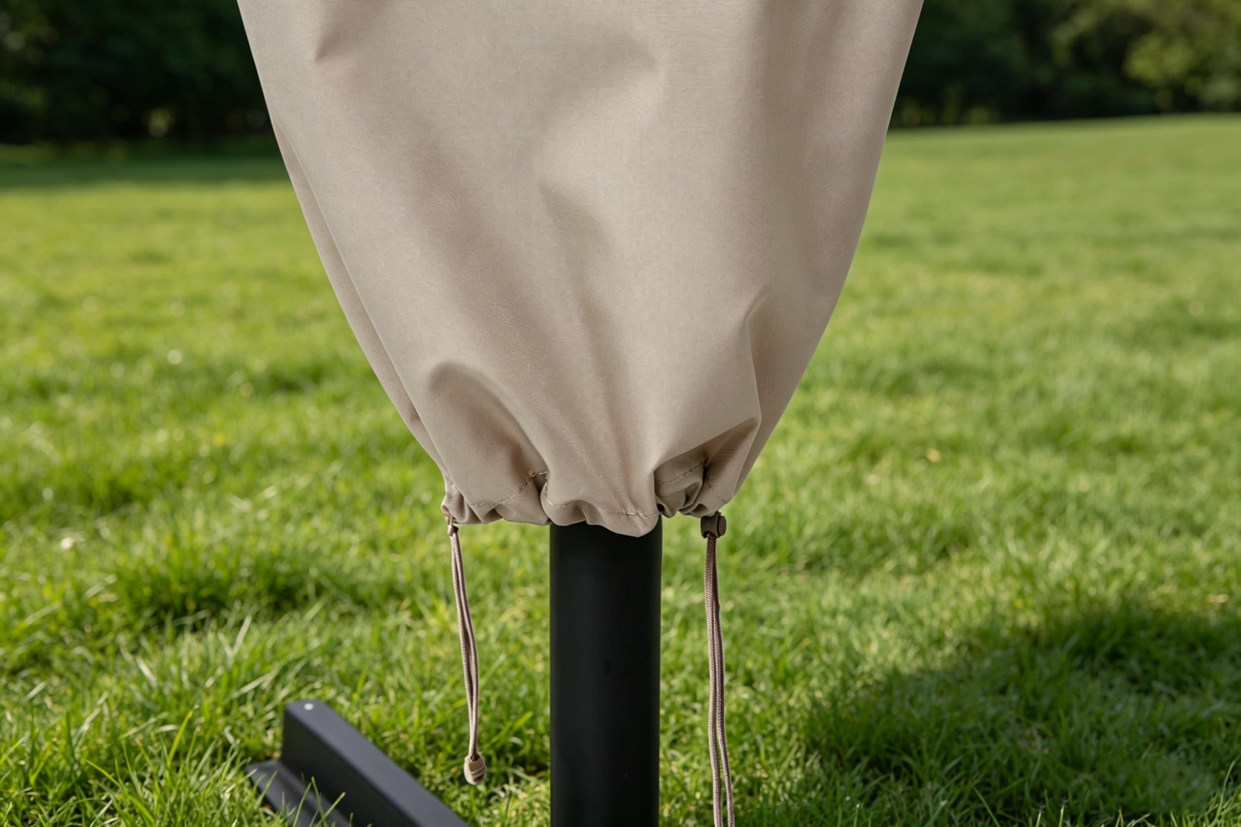 Garden Balsam umbrella cover folded for storage