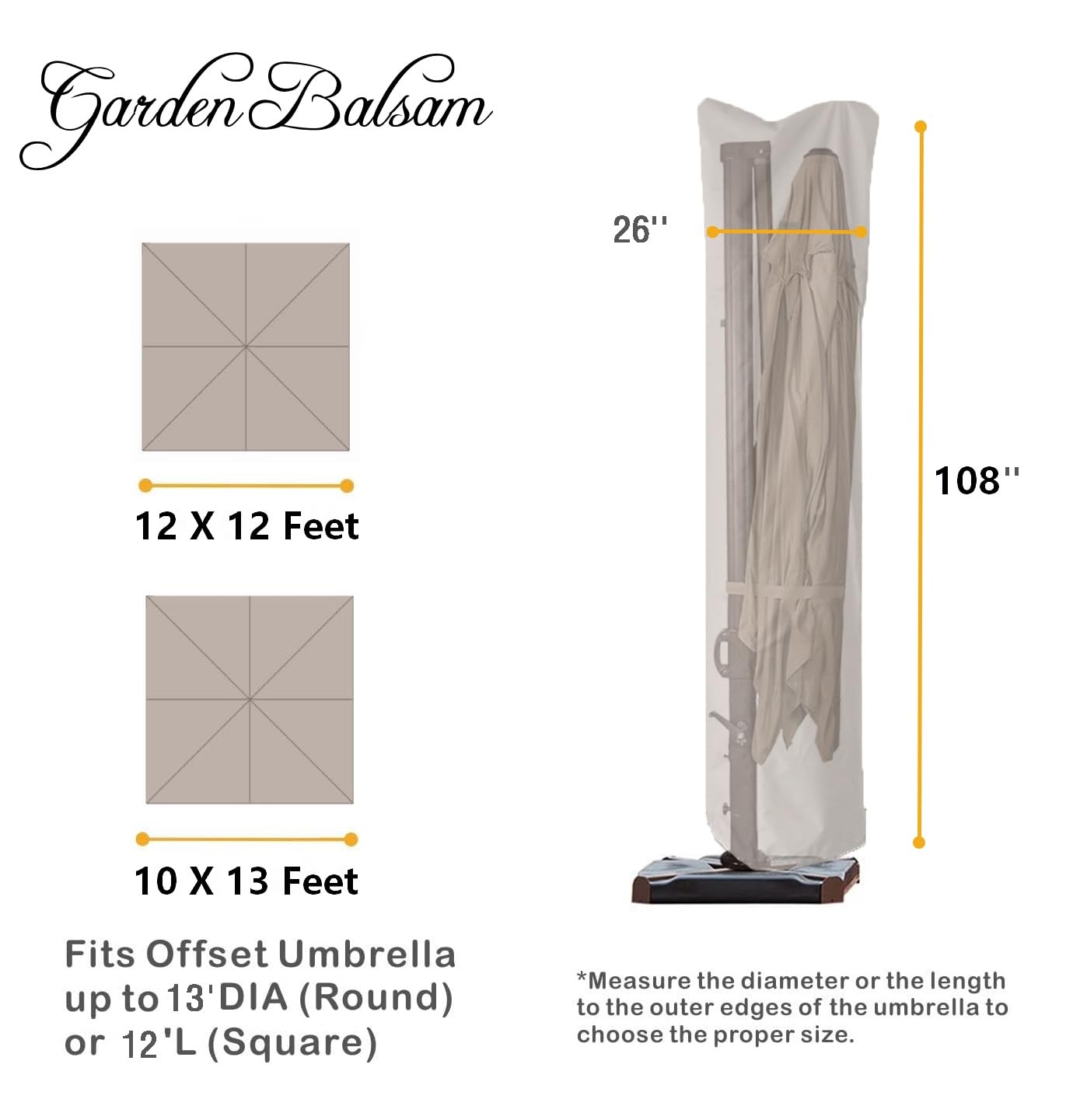 Garden Balsam Umbrella Cover showing drawstring bottom