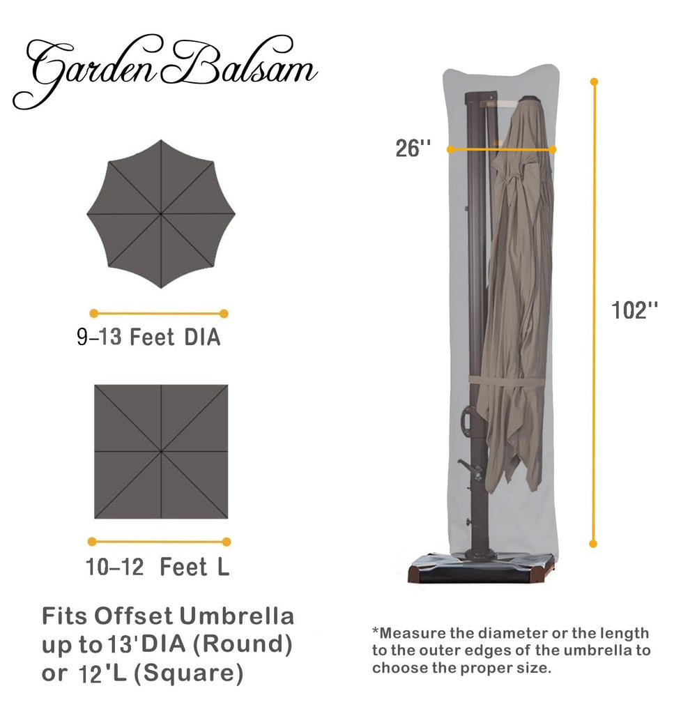 Garden Balsam umbrella cover showing secure drawstring closure