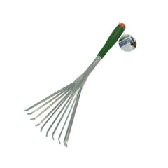 Garden Depot Gardening Hand Rake green front view with prongs