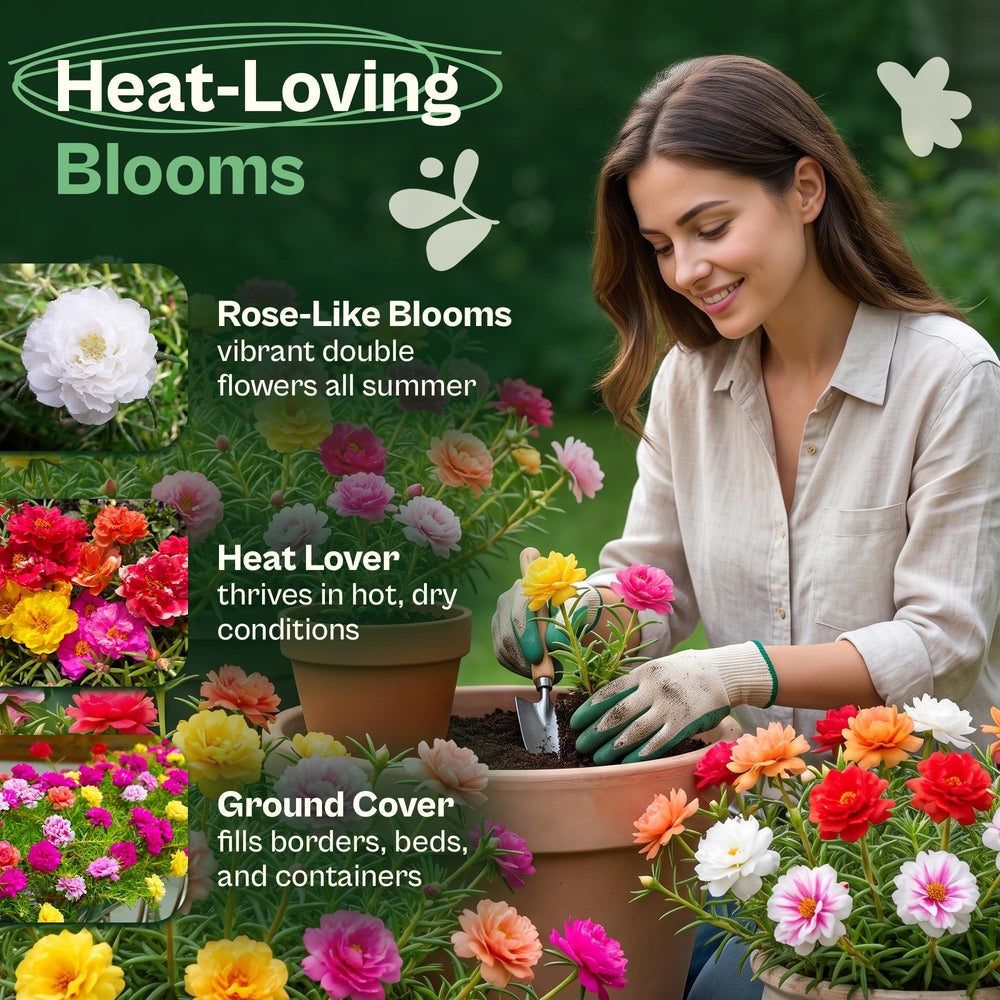 Garden display featuring vibrant SVI Moss Rose flowers