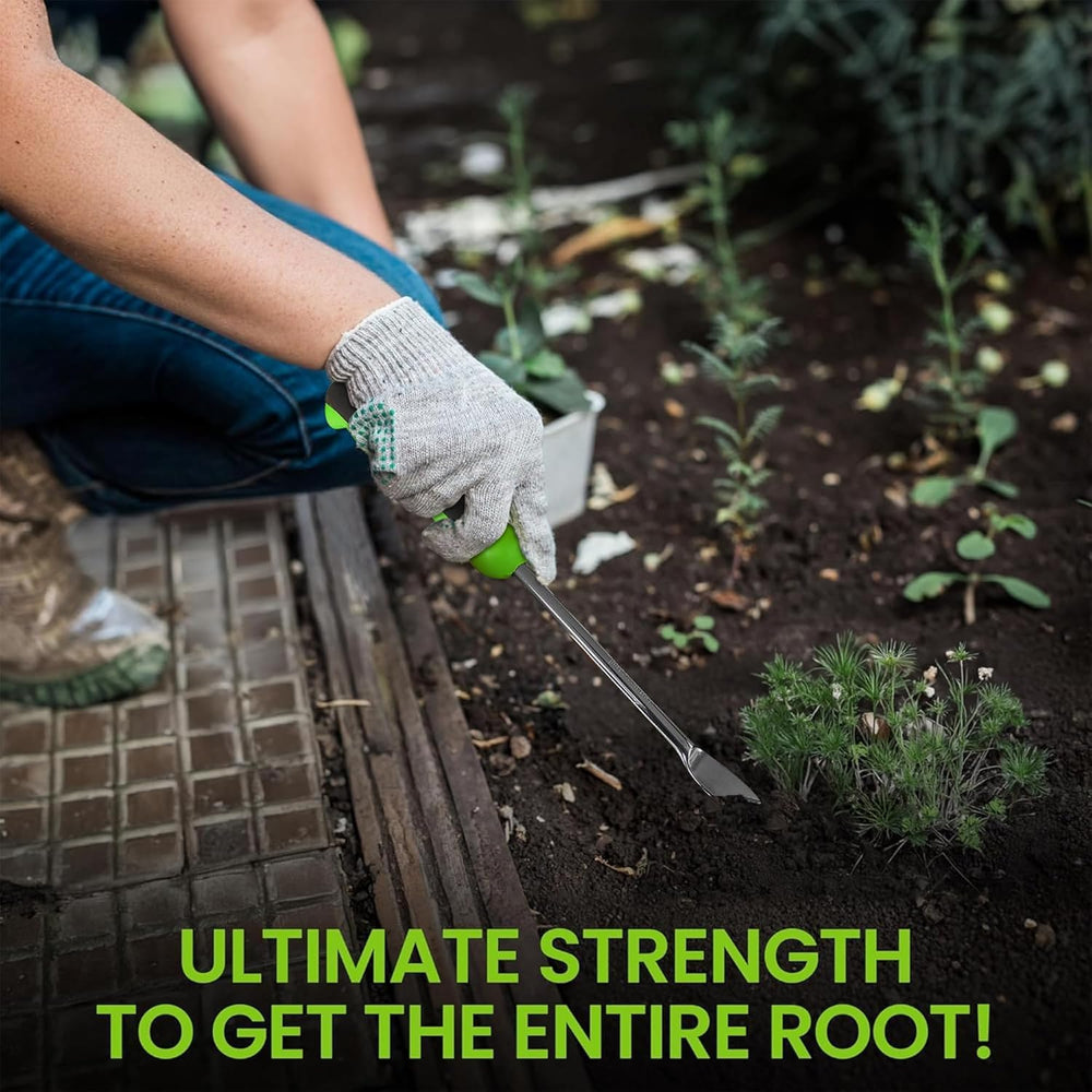 Garden Guru patio weeder tool with a comfort grip handle