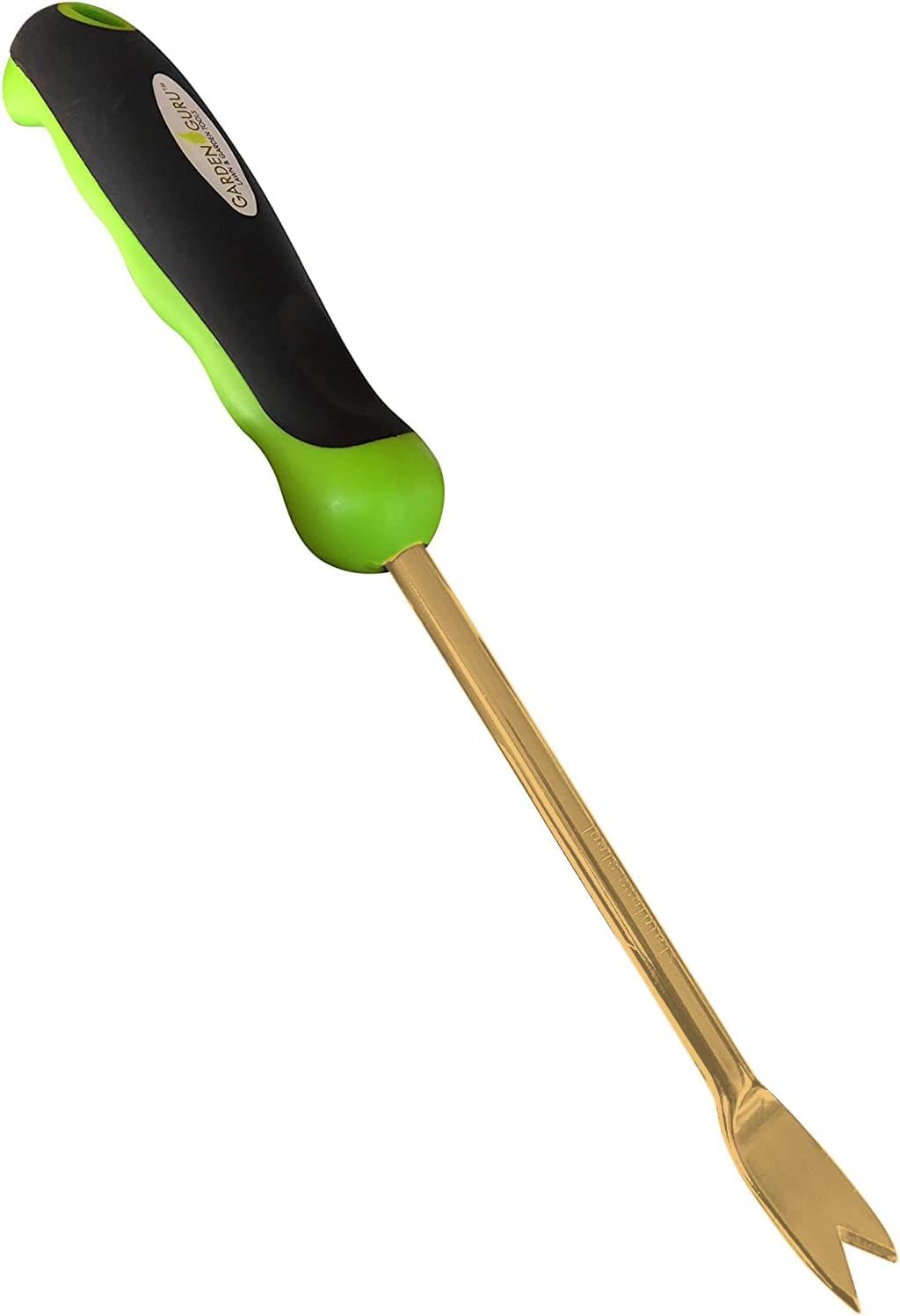 Garden Guru Titanium Dandelion Weeder Tool front view with ergonomic handle