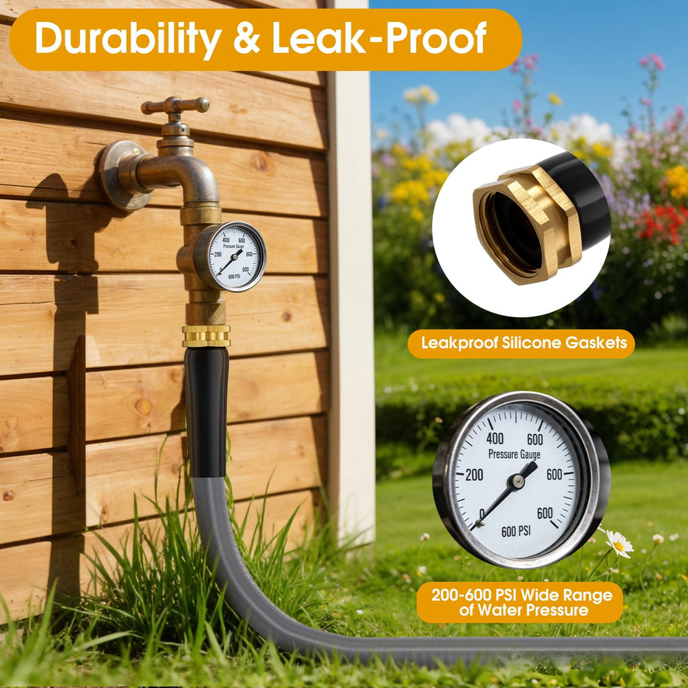 garden hose attached to a faucet outdoors