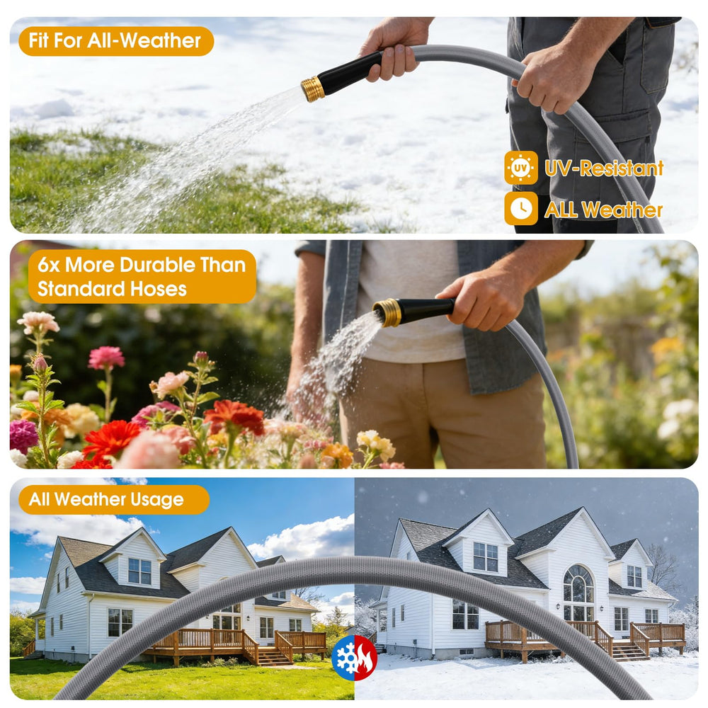 garden hose being used to wash a car