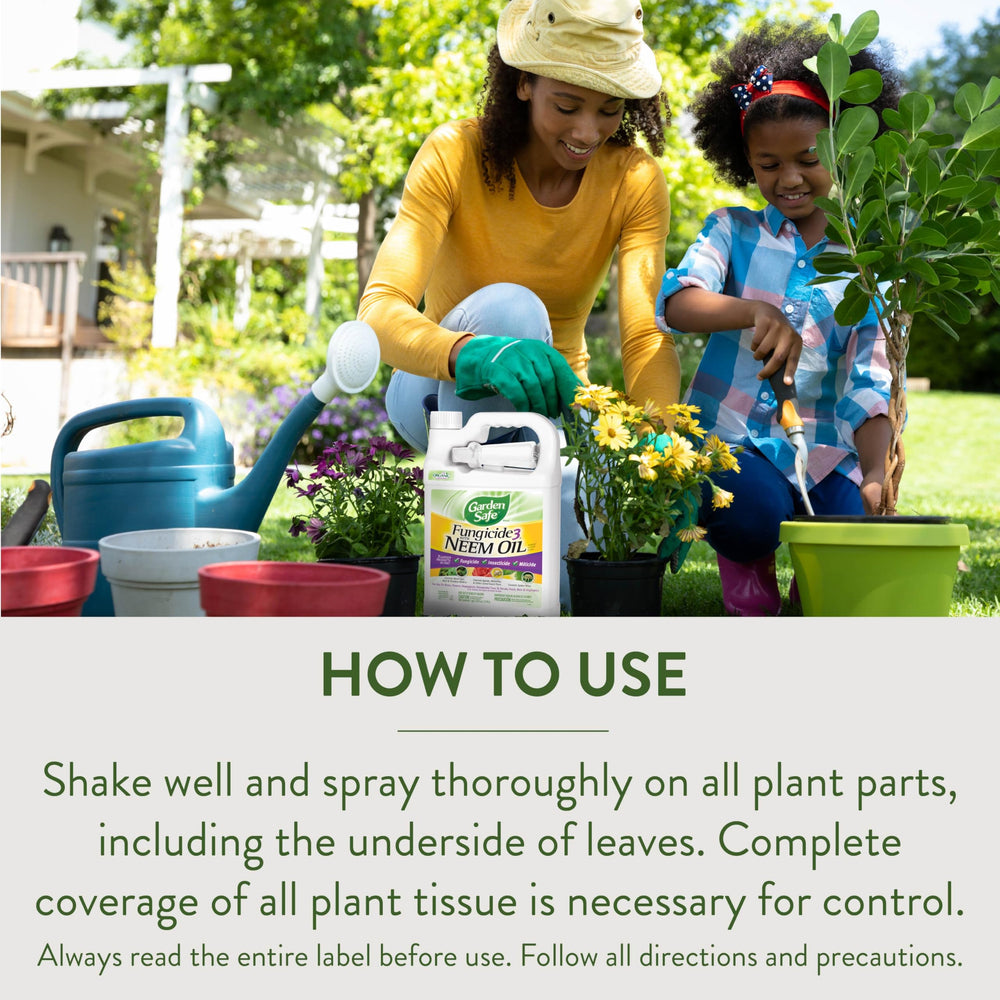 Garden Safe Fungicide3 spray bottle with garden tools