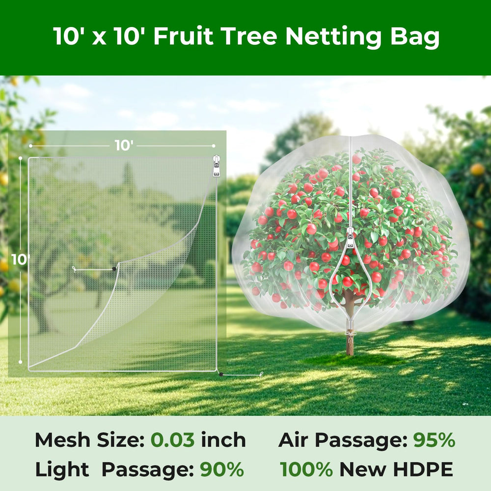 Garden Tailor Fruit Tree Netting showing dual zipper access