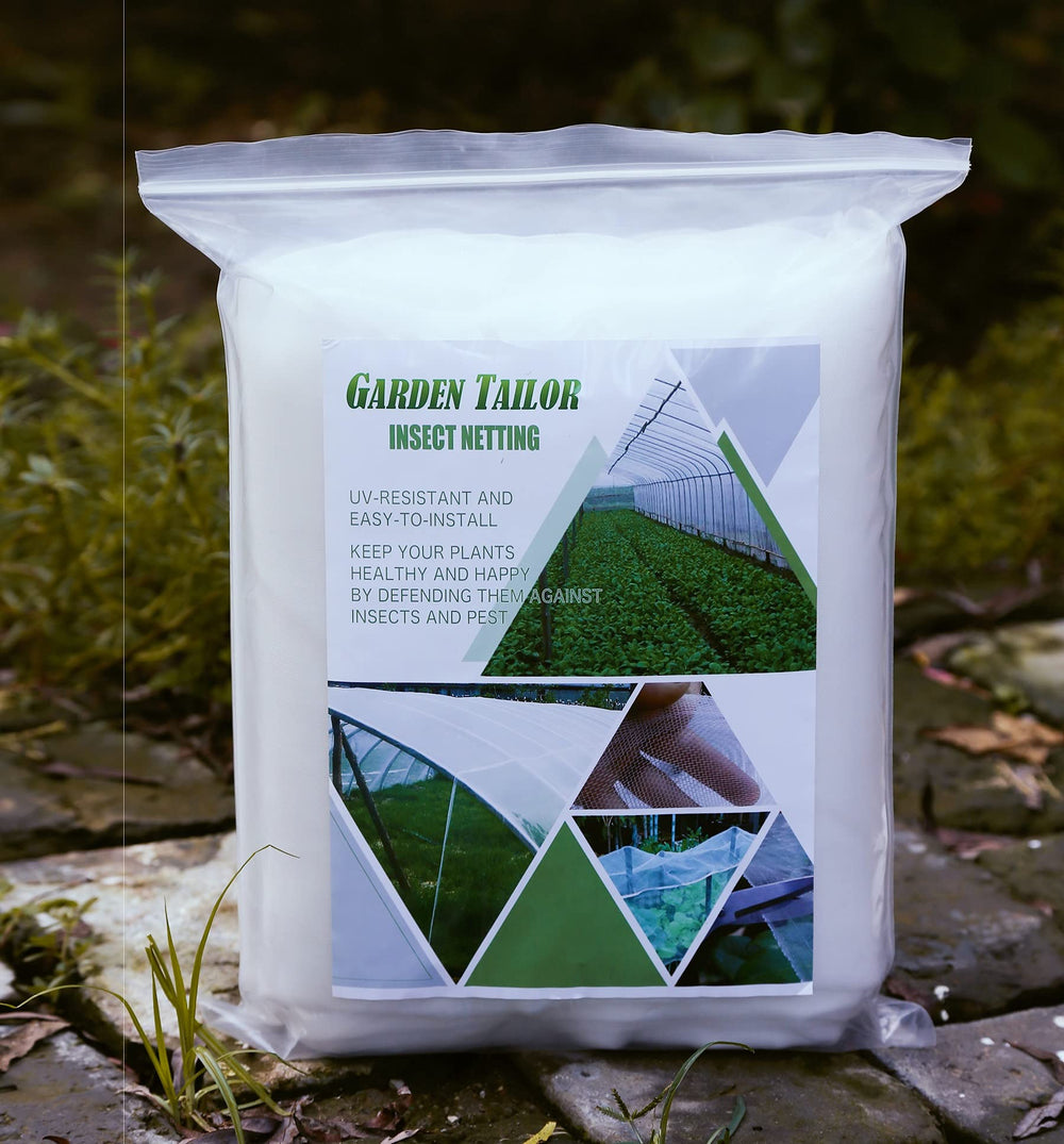 Garden Tailor Garden Netting packaging with dimensions listed