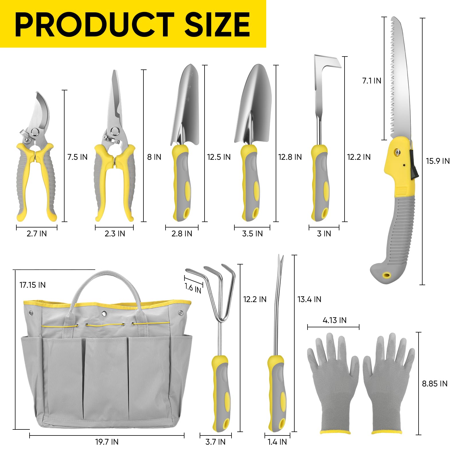 Garden tool bag with multiple pockets for storage