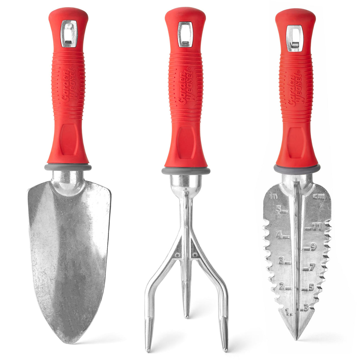 GARDEN WEASEL 3-piece hand tool set including trowel, transplanter, and cultivator