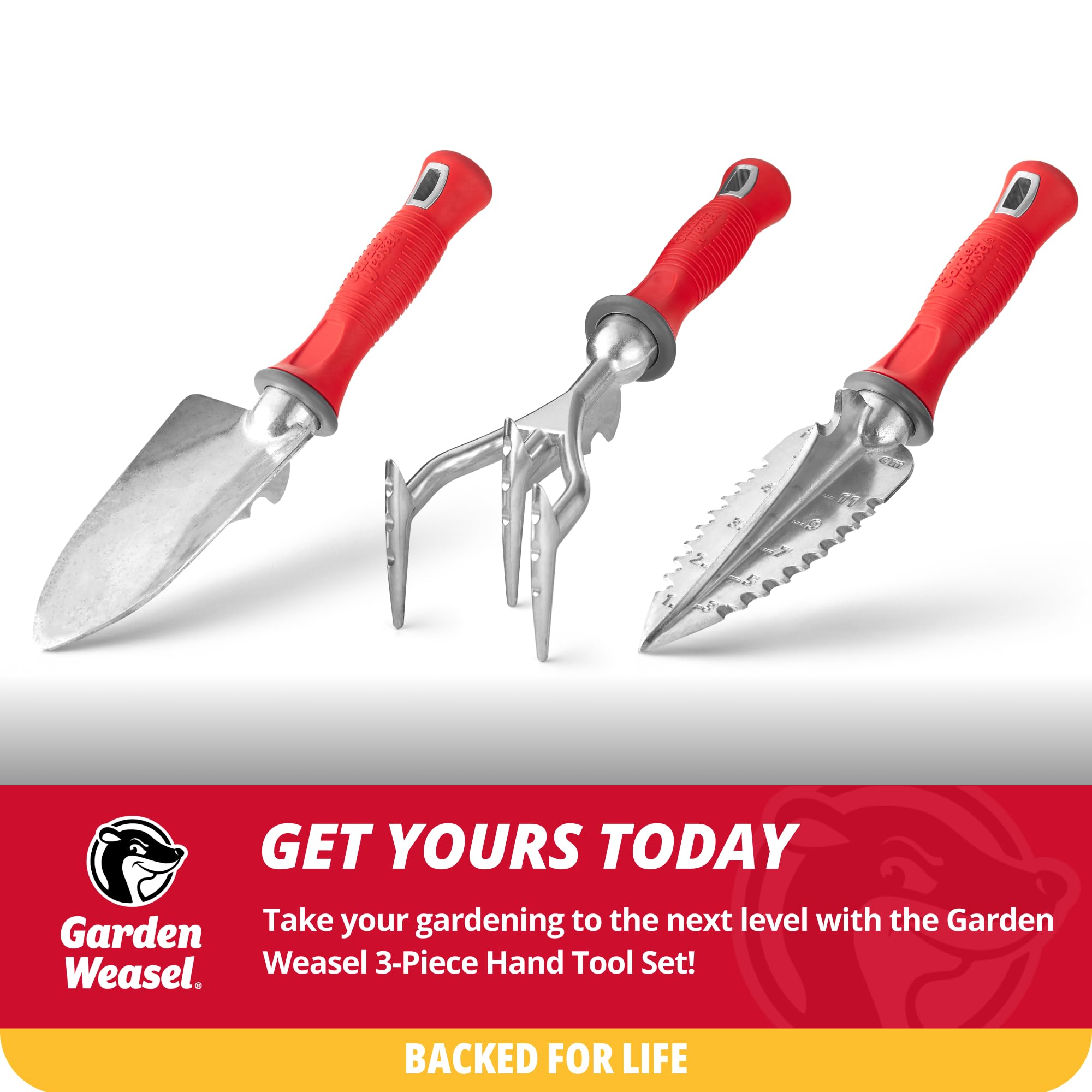 GARDEN WEASEL 3-piece hand tool set packaging