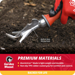 GARDEN WEASEL cultivator back view with ergonomic handle