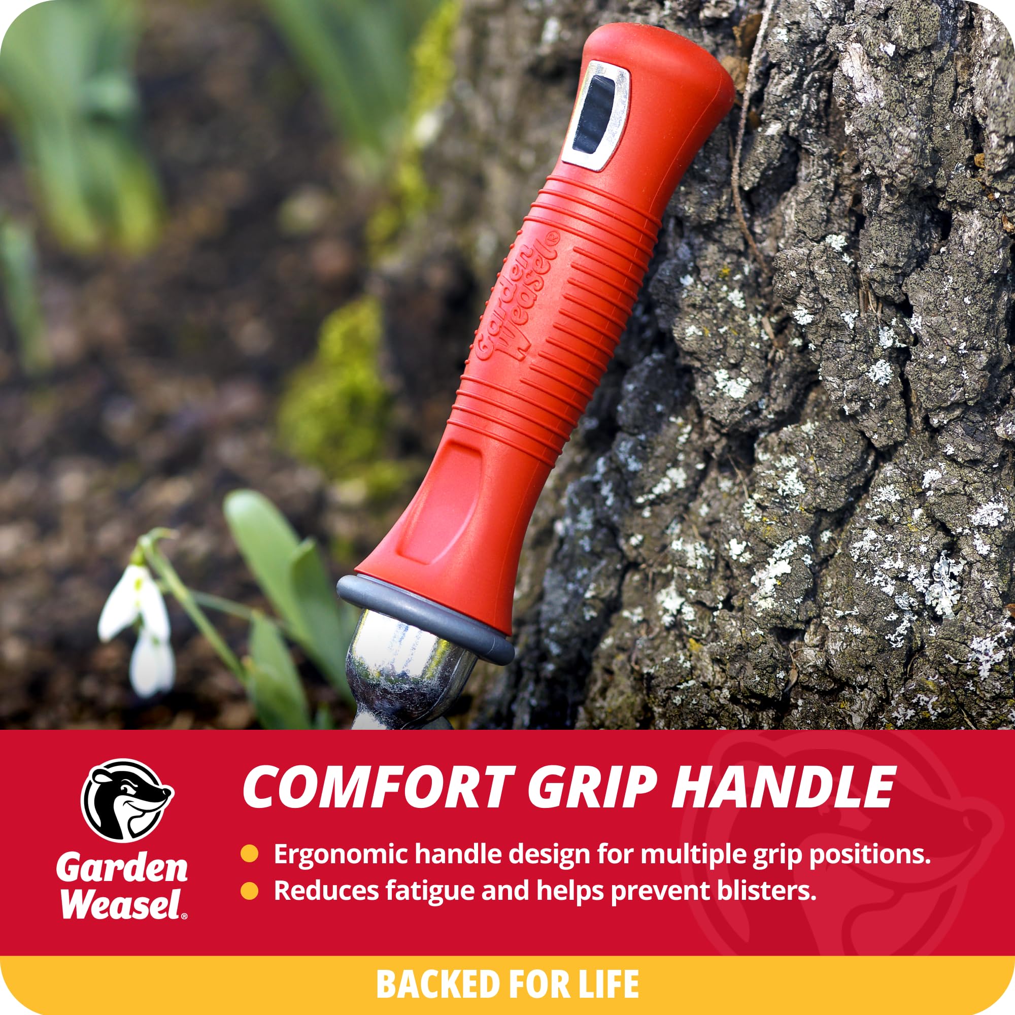 GARDEN WEASEL cultivator close-up of tines and handle