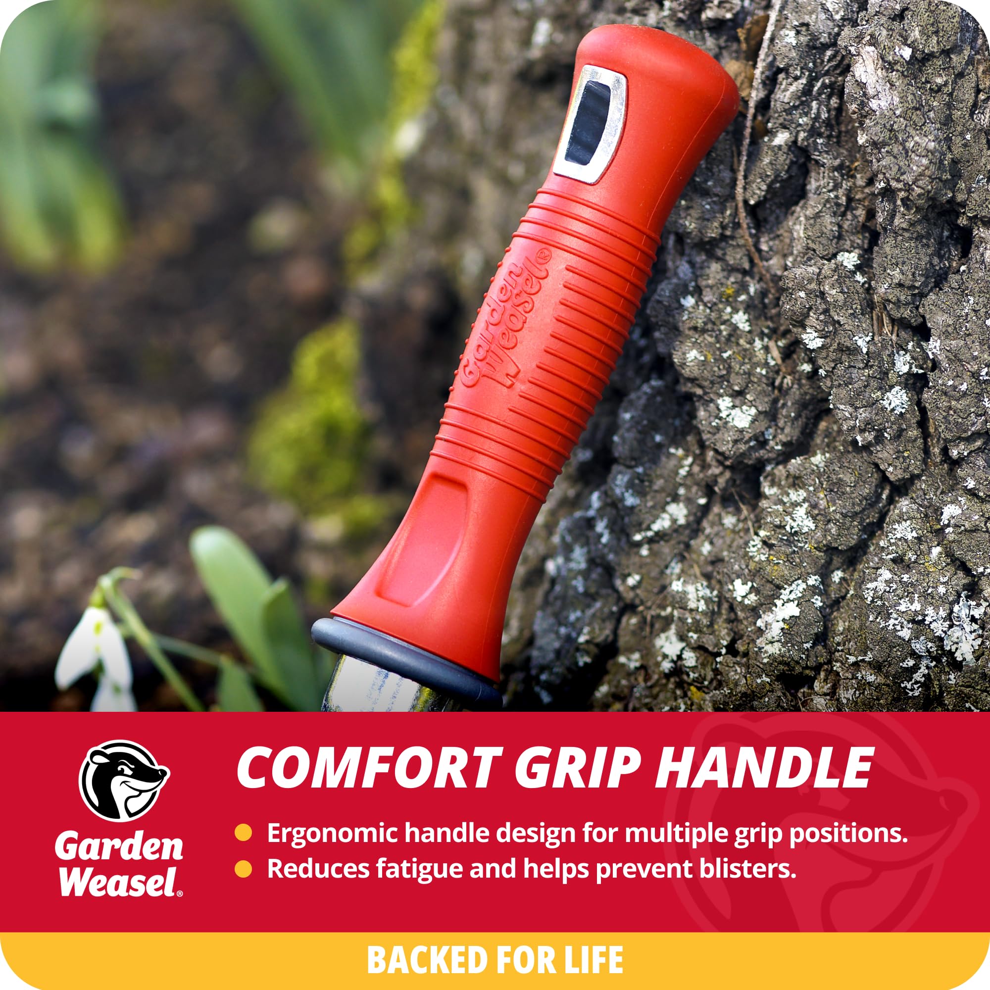 GARDEN WEASEL Multi-Use Transplanter Trowel in garden soil
