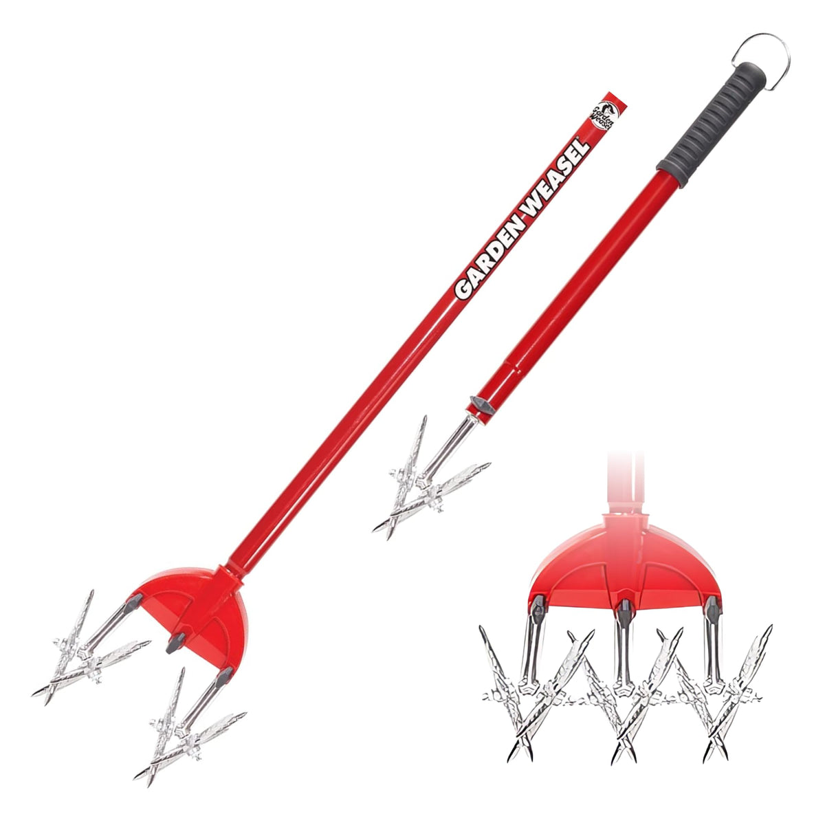 GARDEN WEASEL Rotary Hand Cultivator Tiller red model front view