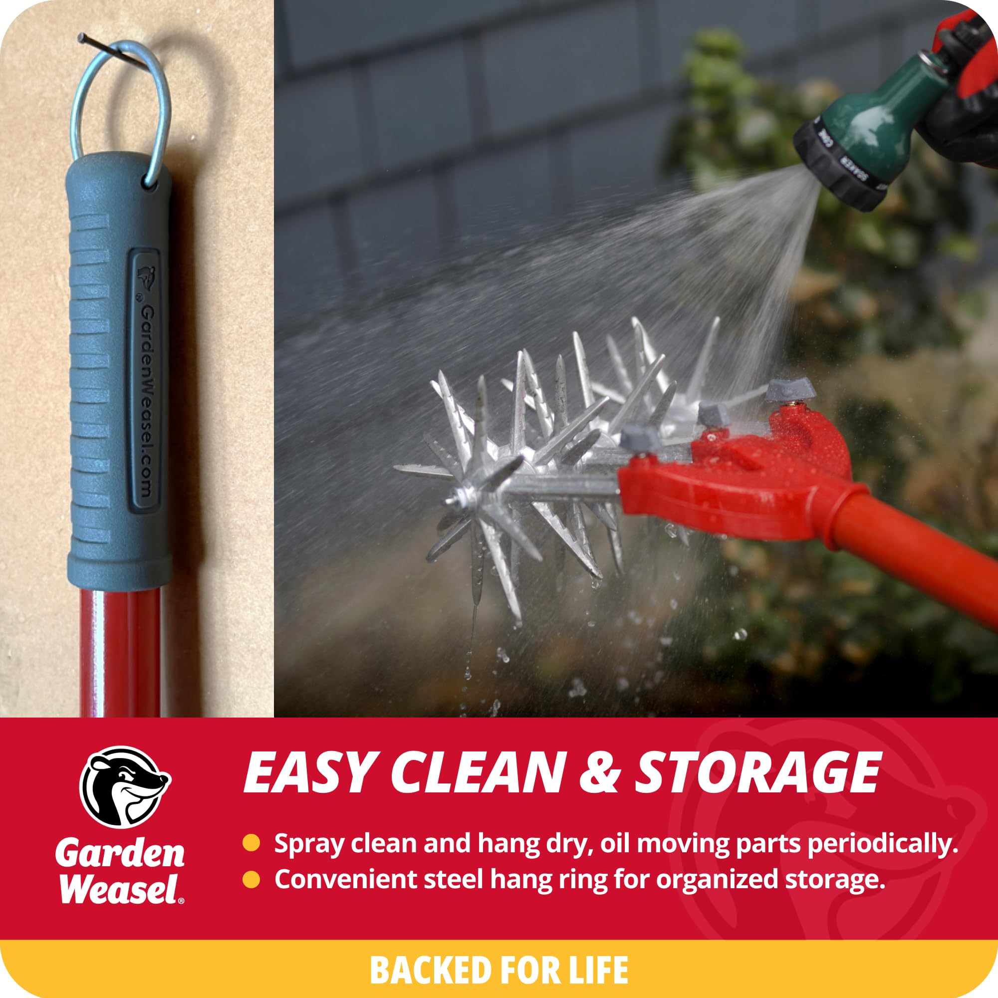 GARDEN WEASEL Rotary Hand Cultivator Tiller showing handle