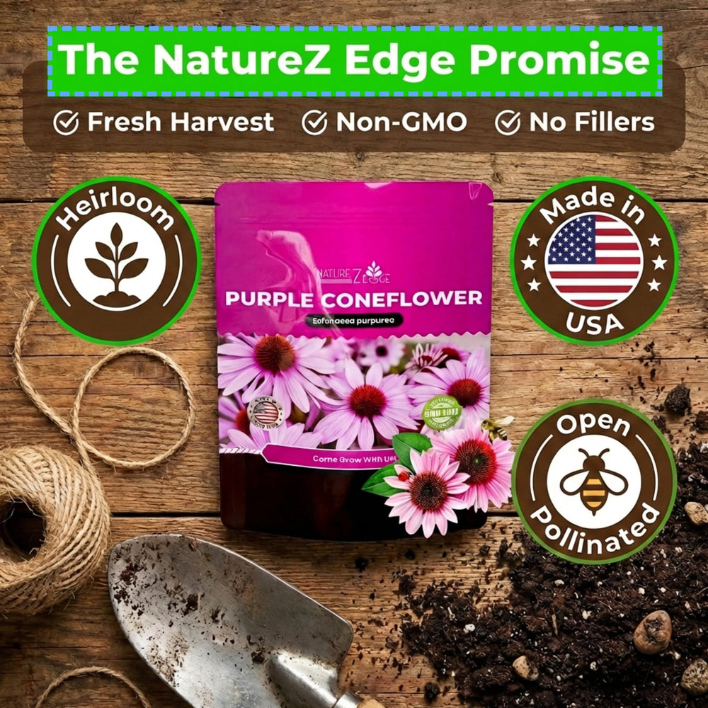 Garden with blooming purple coneflowers, showcasing Echinacea growth
