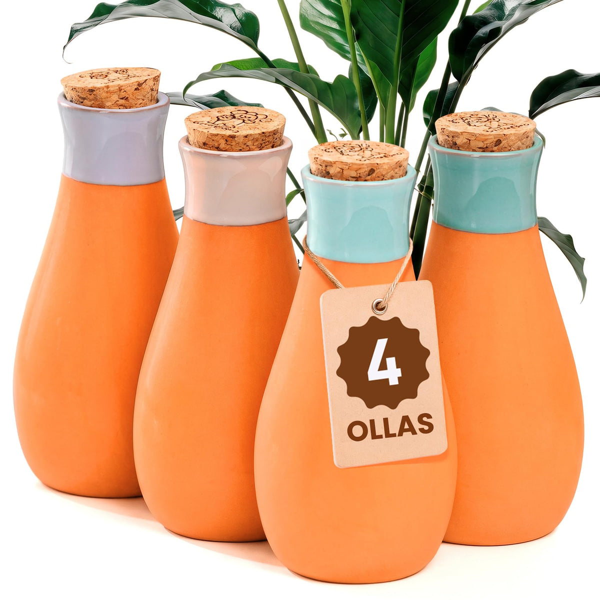 GARDENBRO 4 Pcs Terracotta Watering Pots set in multicolor