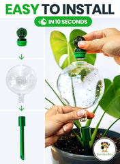 GARDENBRO hand-blown glass self-watering globe close-up