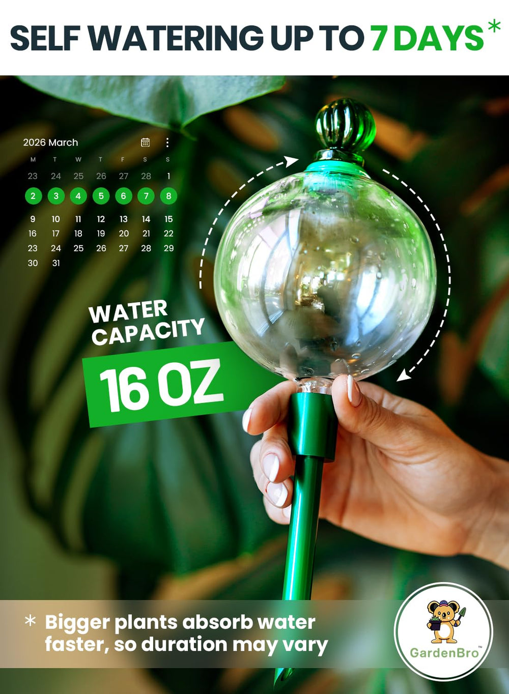 GARDENBRO self-watering globe with top refilling hole