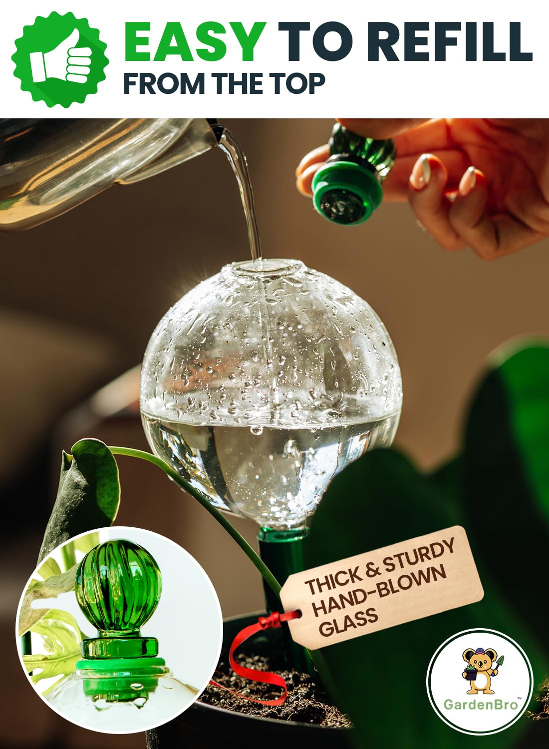GARDENBRO self-watering globes displayed in a gift-ready package