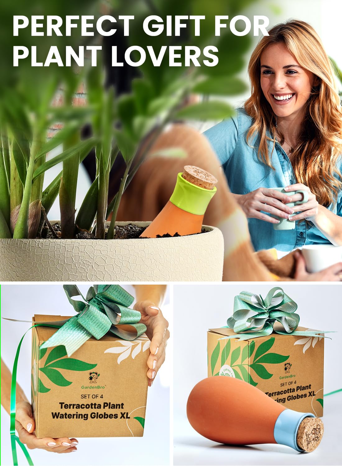 GARDENBRO self watering pot packaging with gift-ready design