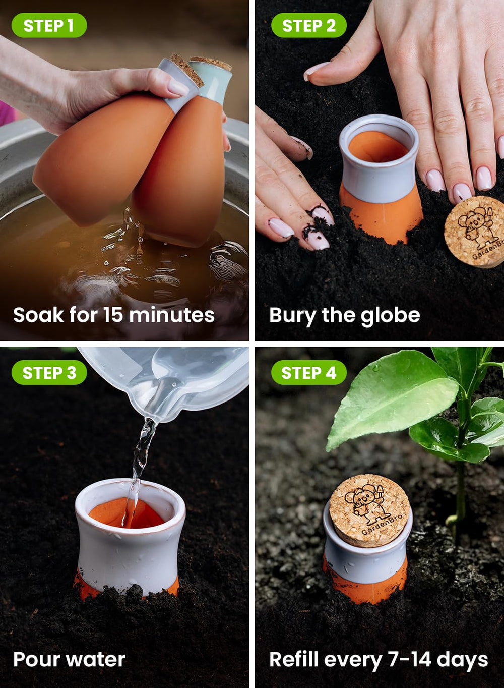 GARDENBRO terracotta watering pots displayed in gift-ready box