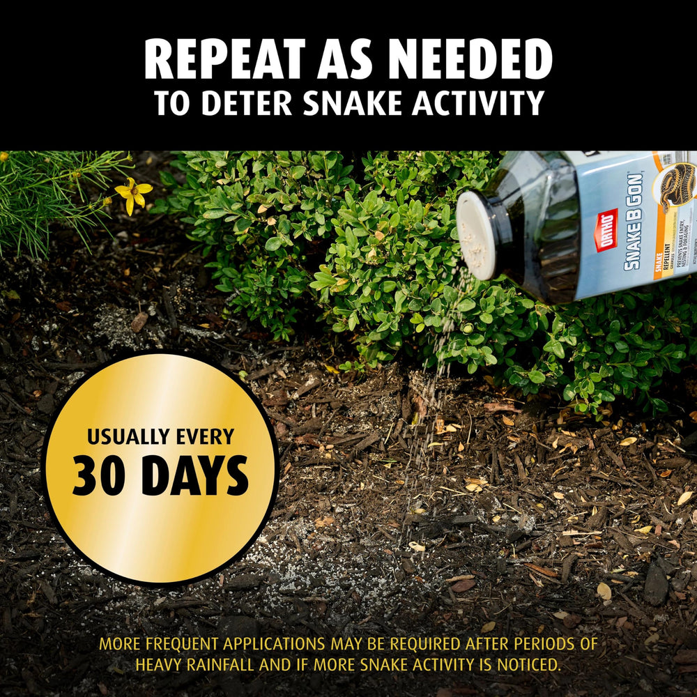Gardener applying Ortho Snake B Gon1 Granules