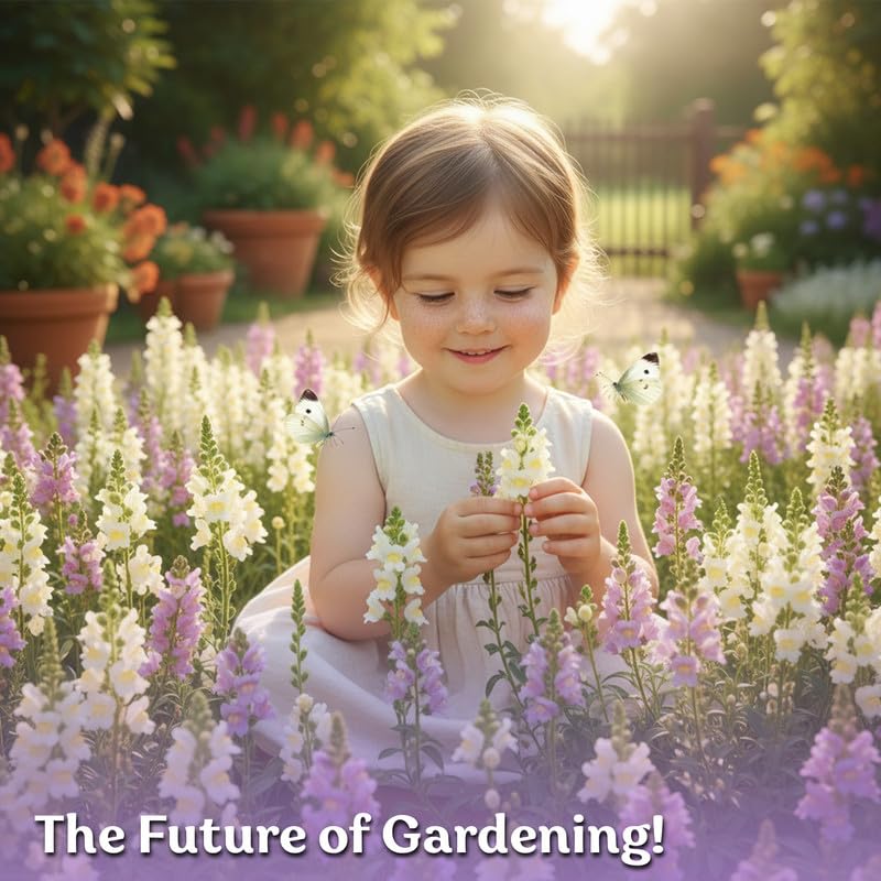 Gardener transplanting dwarf snapdragon seedlings outdoors