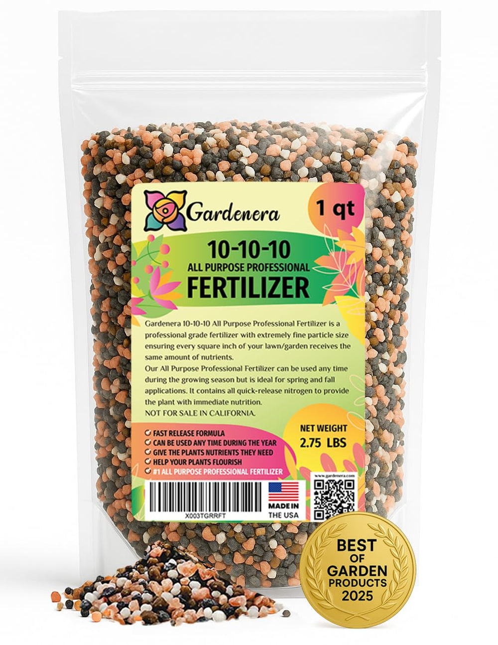 Gardenera 10-10-10 Plant Fertilizer 1 Quart front view