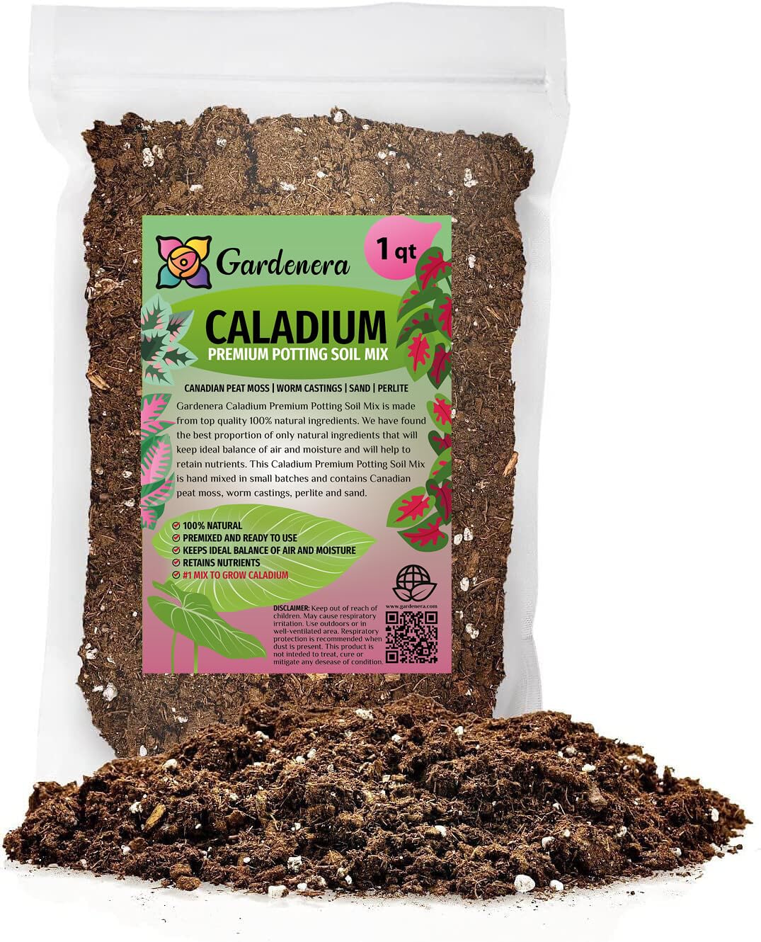 Gardenera Caladium Potting Mix 1 Quart front view