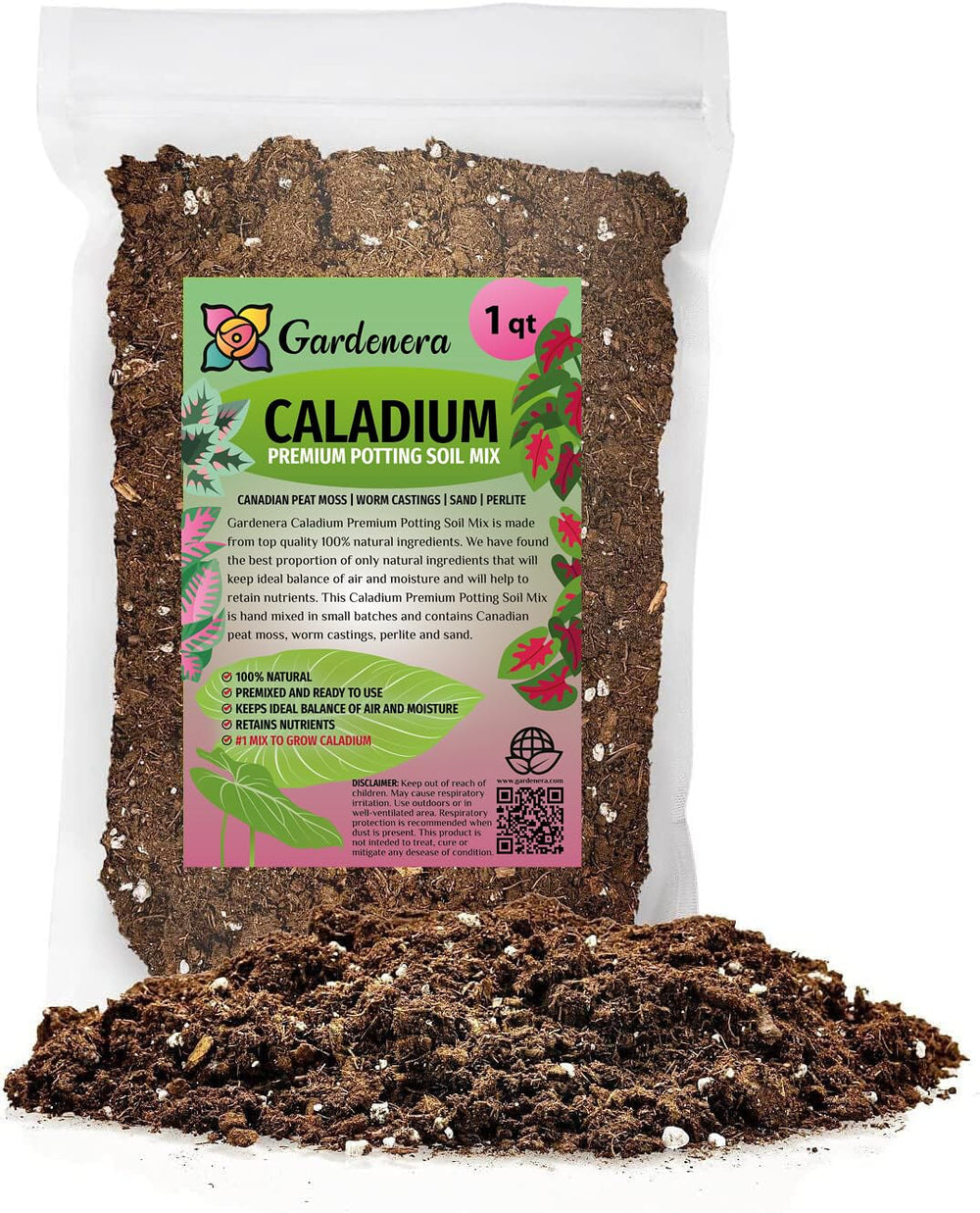 Gardenera Caladium Potting Mix 1 Quart front view