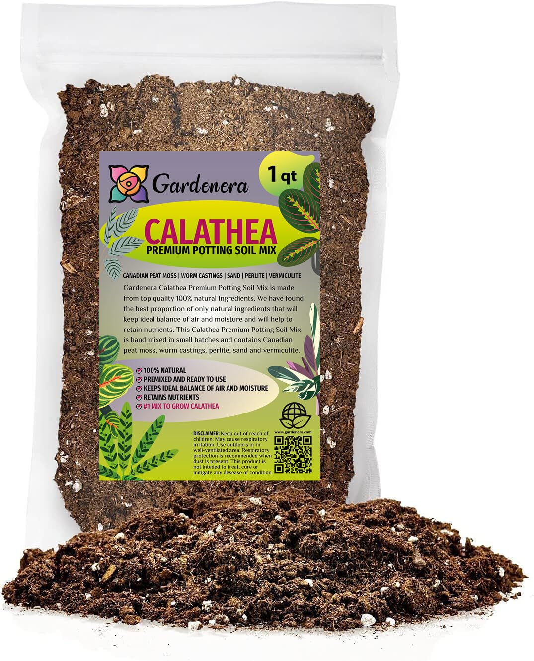 Gardenera Calathea Potting Mix 1 Quart bag front view