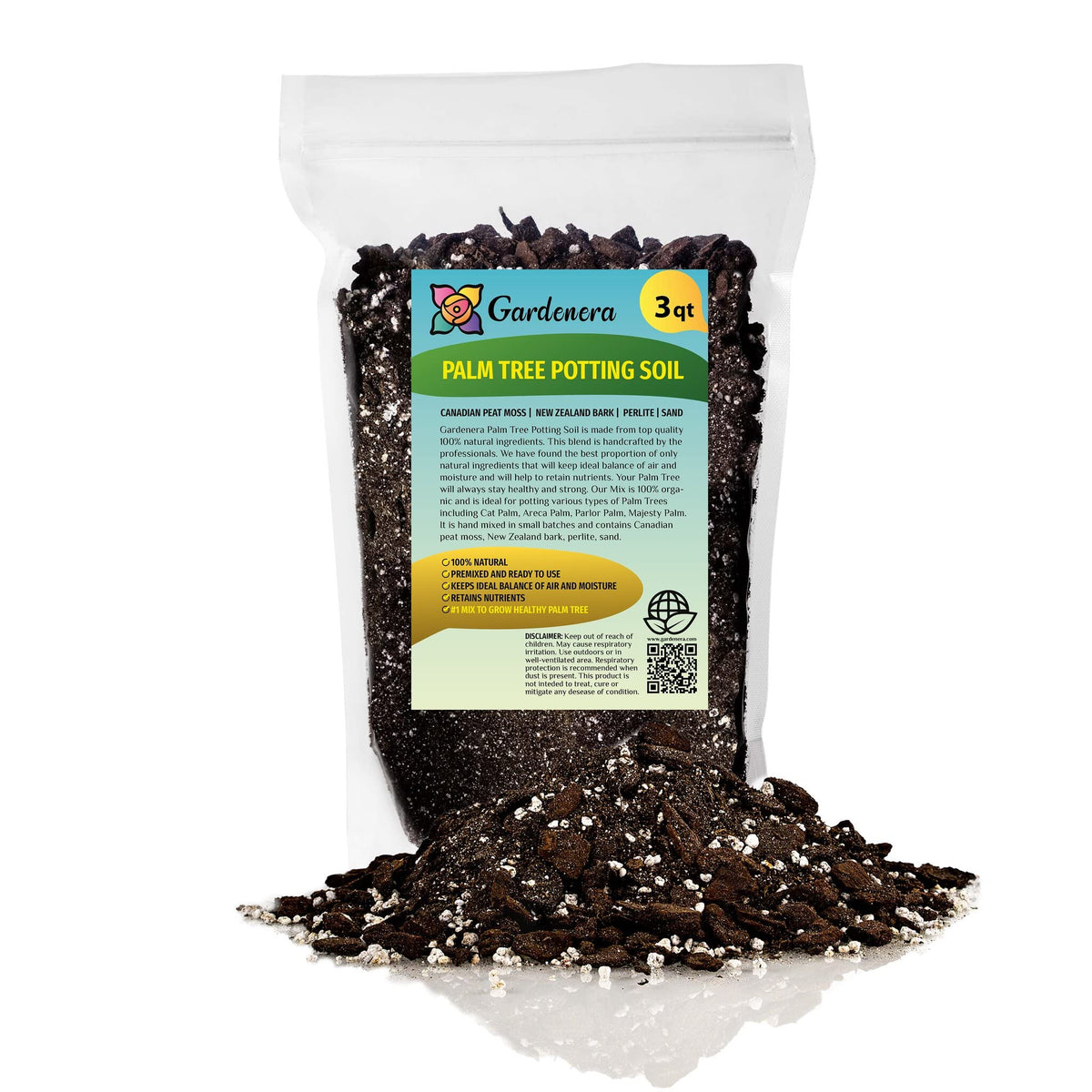 Gardenera Palm Tree Potting Mix 3 Quart Bag front view