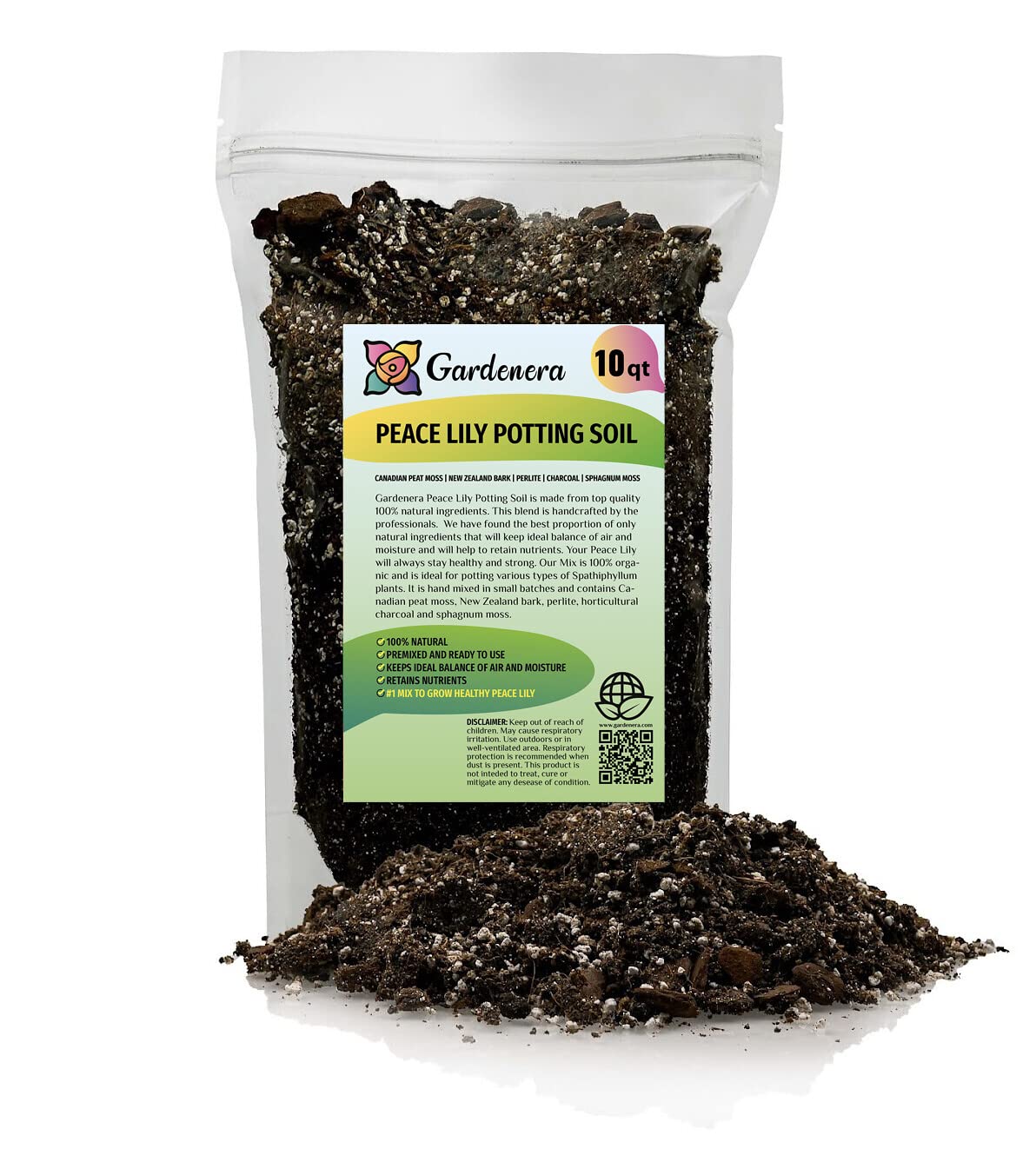 Gardenera Peace Lily Potting Mix 10 Quart Bag front view