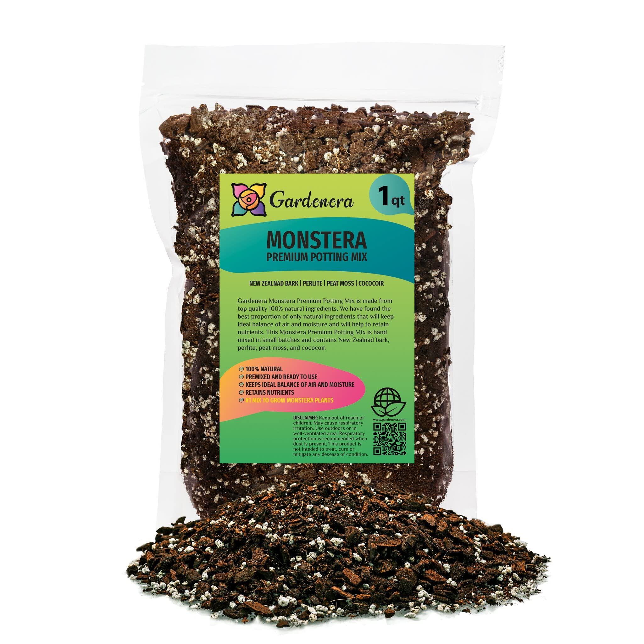 Gardenera Premium Monstera Potting Soil 1 Quart Bag front view