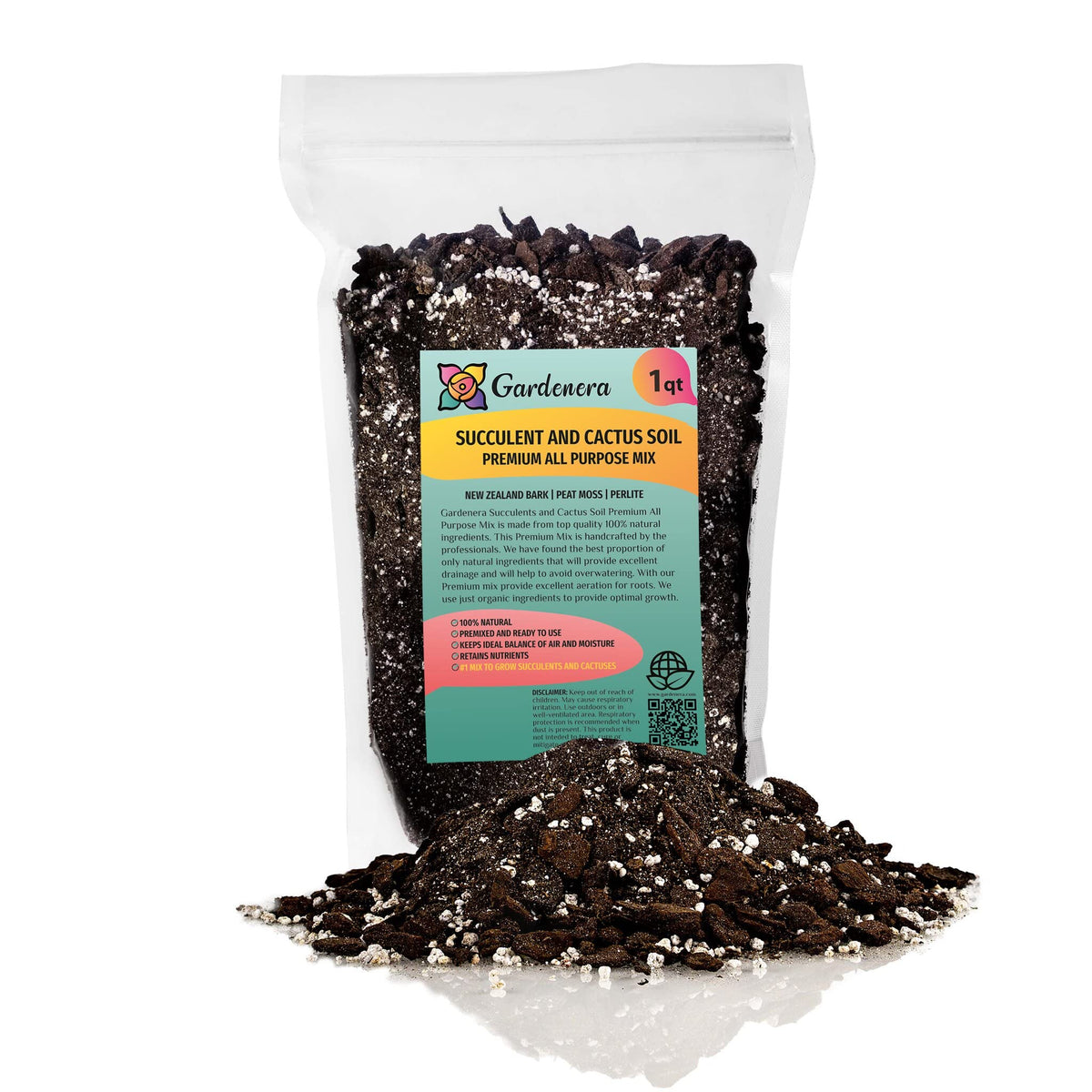 Gardenera Professional Succulent Soil Blend 1 Quart bag front view